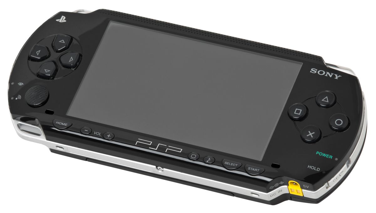 Original Sony PlayStation Portable PSP-1000 handheld console, front view.
